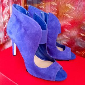 GIANNI BINI Women Ankle  Booties, Blue suede, 9.5 US